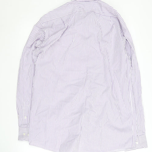 Marks and Spencer Men's Multicoloured Striped Shirt, Regular Fit, Size 16