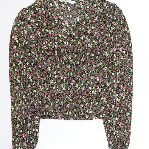 MNG Women's Multicoloured Floral Top, Size 12, Long Sleeve