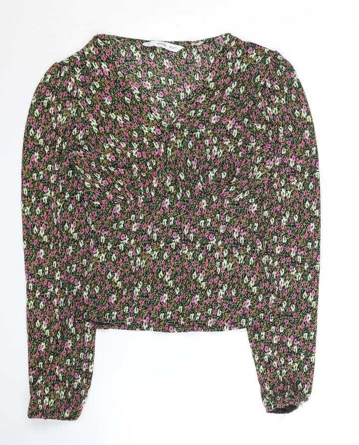 MNG Women's Multicoloured Floral Top, Size 12, Long Sleeve