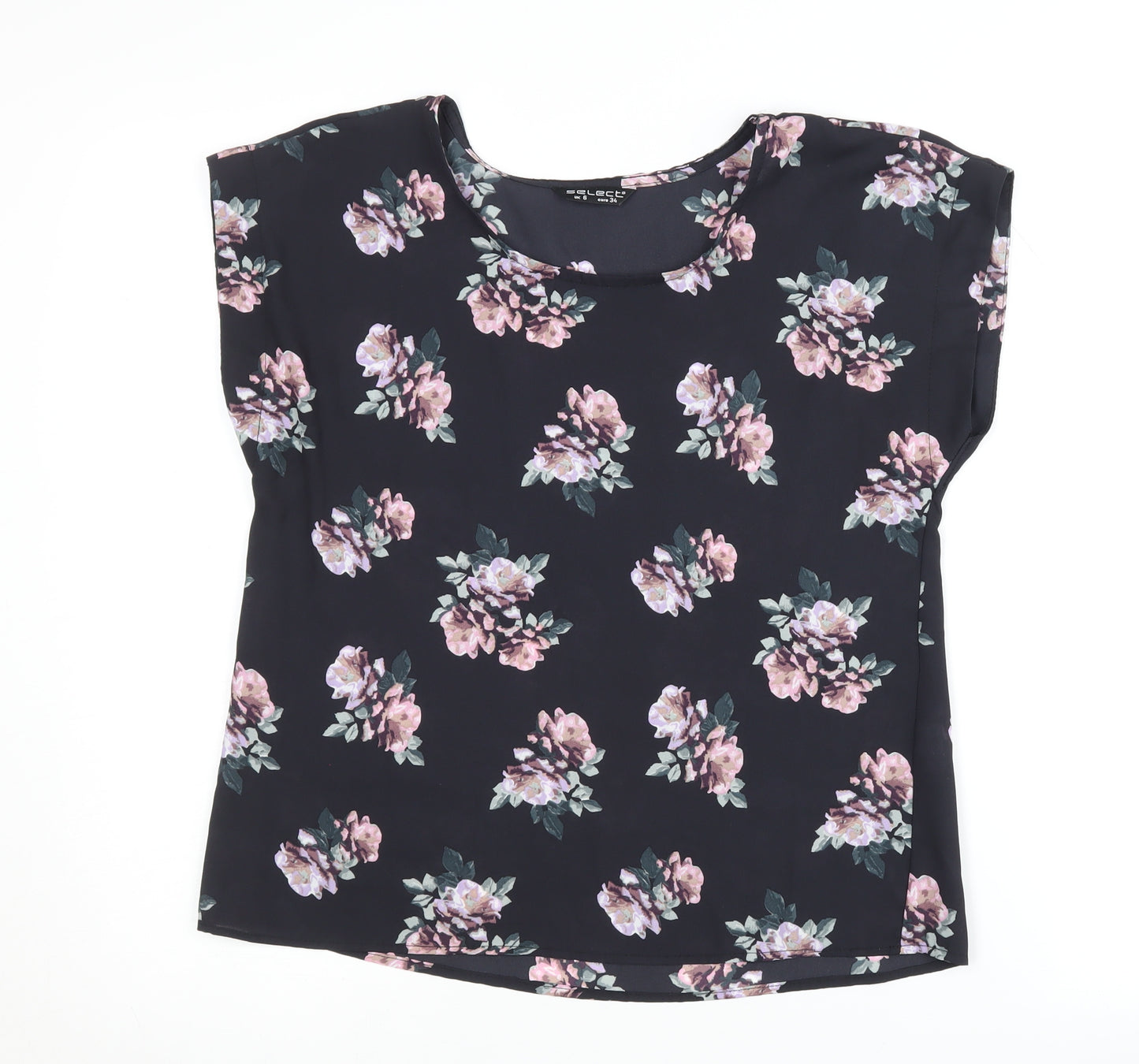 Select Women's Black Floral Blouse, Size 6