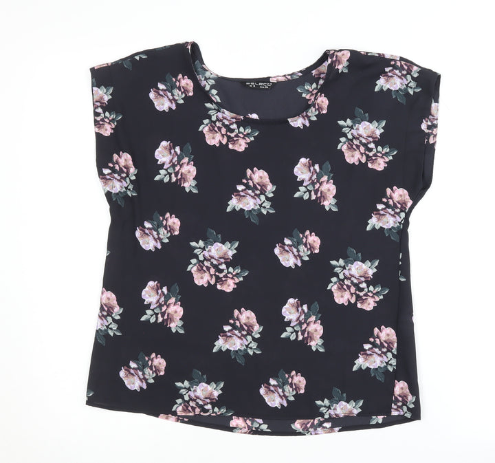 Select Women's Black Floral Blouse, Size 6
