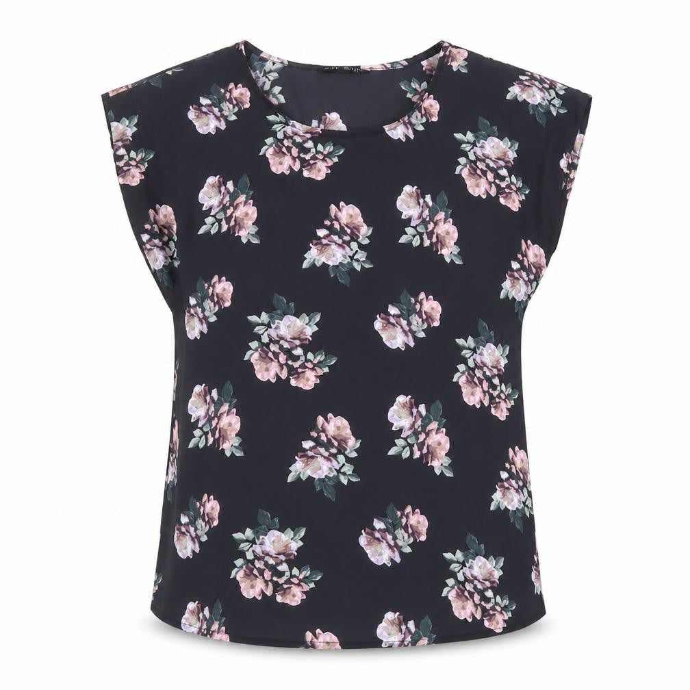 Front view of Select Women's Black Floral Blouse, size 6