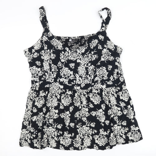 Bm Women's Black Floral Tank Top, Size 18, Viscose