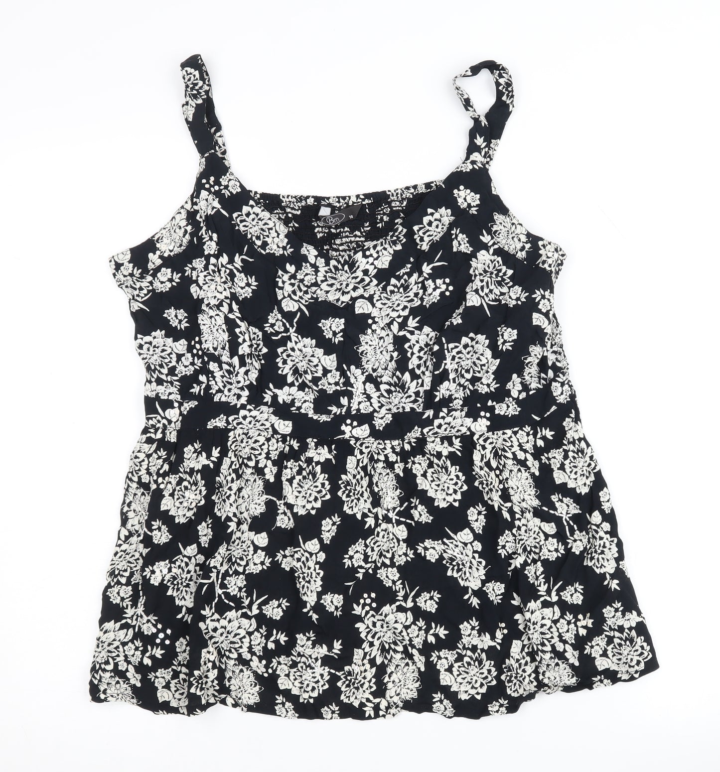 Bm Women's Black Floral Tank Top, Size 18, Viscose