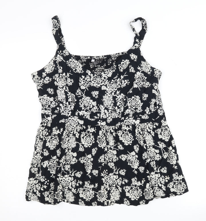 Bm Women's Black Floral Tank Top, Size 18, Viscose