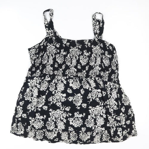 Bm Women's Black Floral Tank Top, Size 18, Viscose