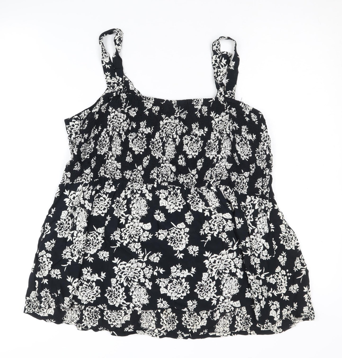 Bm Women's Black Floral Tank Top, Size 18, Viscose