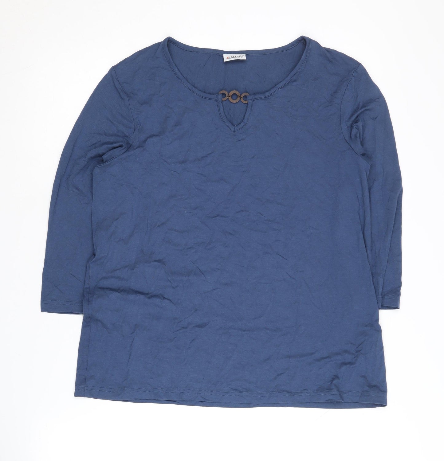 Damart Women's Blue 3/4 Sleeve Top - Size 14