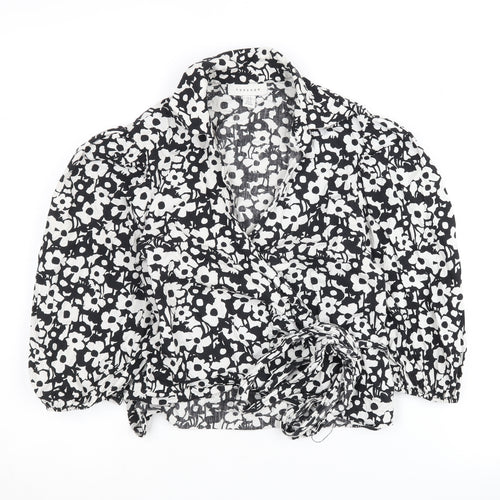 Topshop Women's Floral Wrap Blouse - Size 8