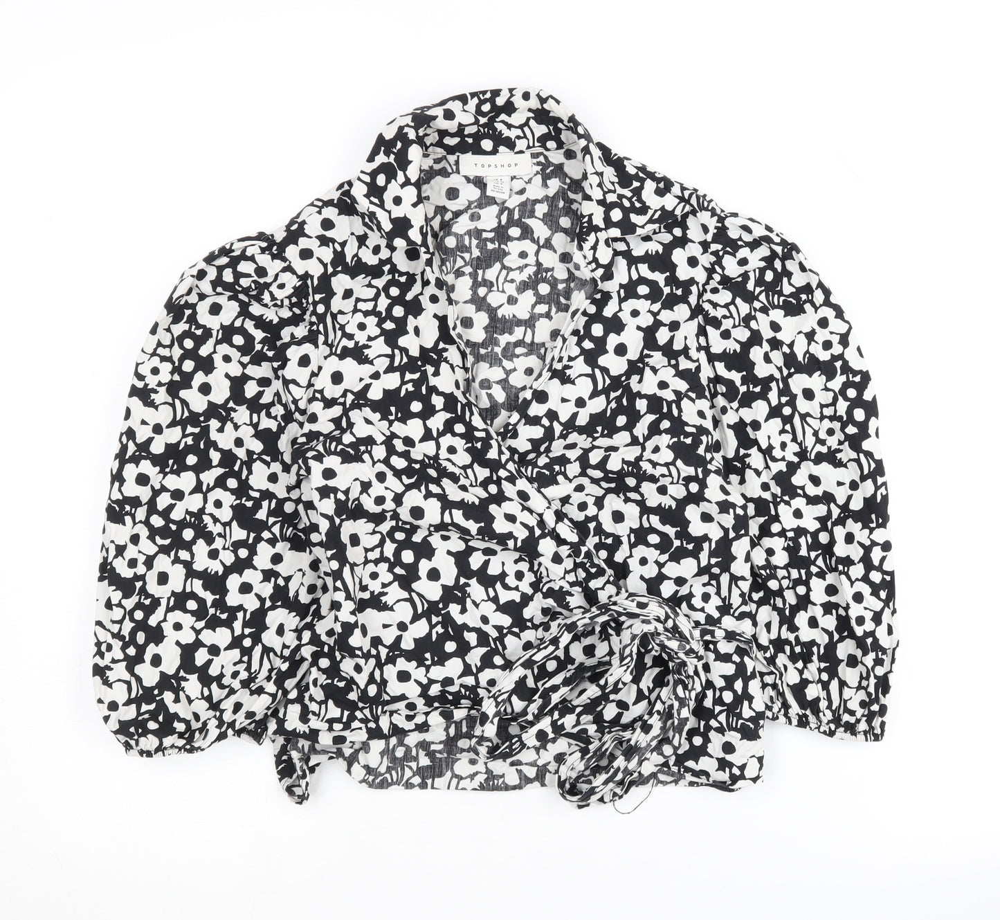 Topshop Women's Floral Wrap Blouse - Size 8