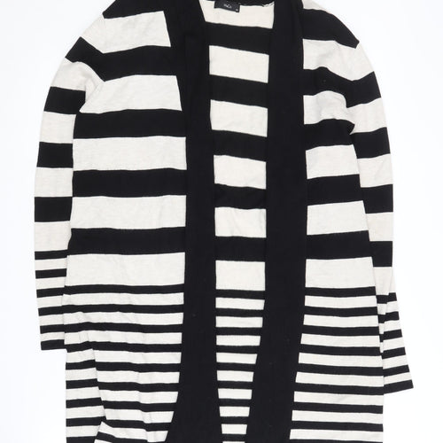 M&Co Women's Black Striped Open front Cardigan Size 14