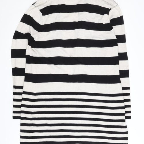 M&Co Women's Black Striped Open front Cardigan Size 14