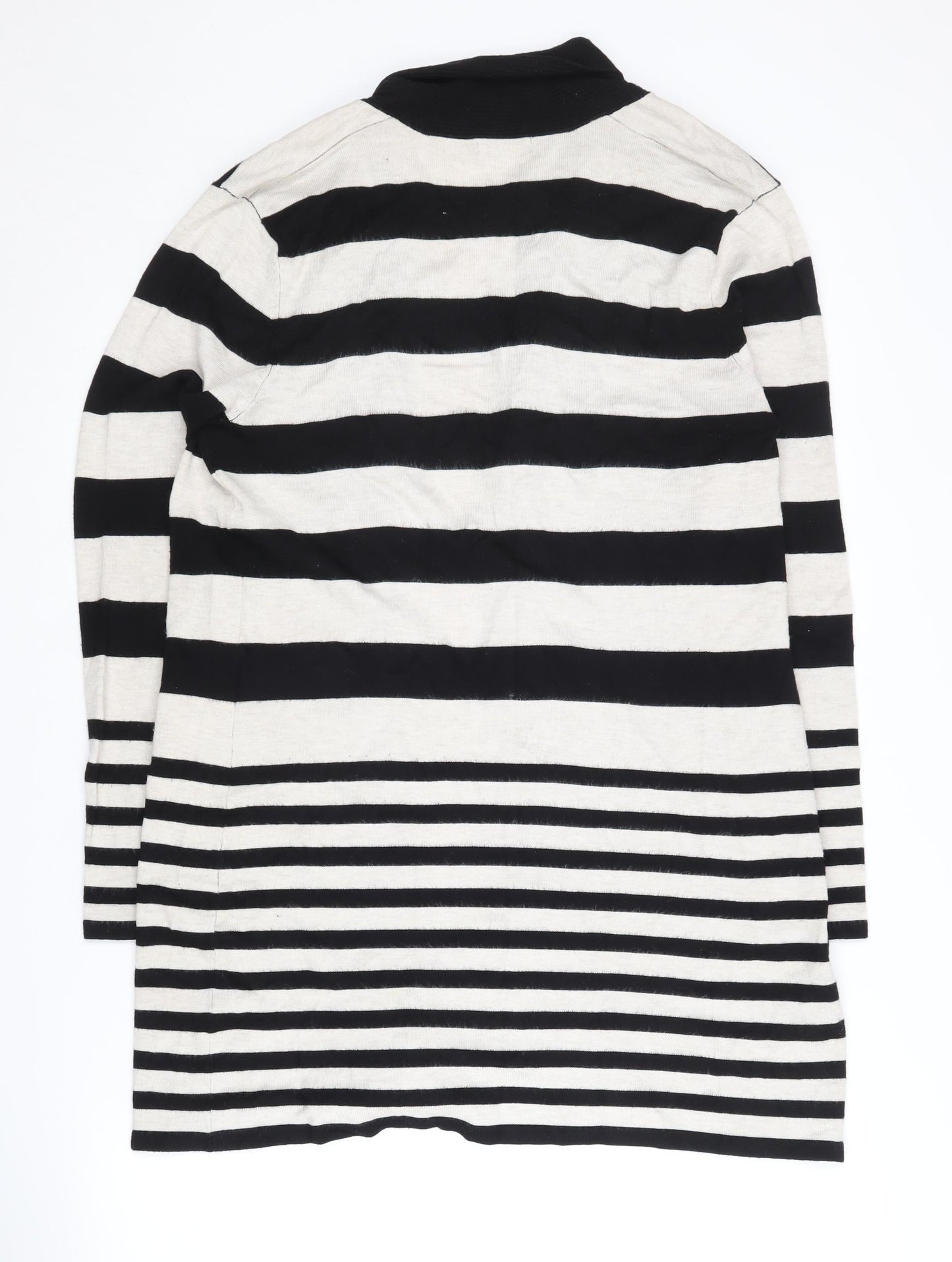 M&Co Women's Black Striped Open front Cardigan Size 14