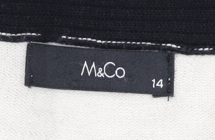 M&Co Women's Black Striped Open front Cardigan Size 14