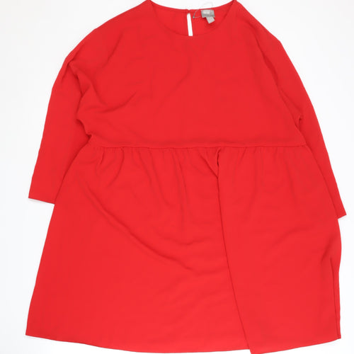 ASOS Red Women's Dress UK 16 3/4 Sleeve Round Neck