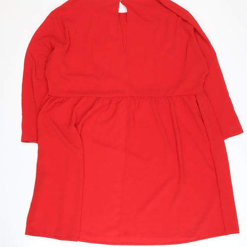 ASOS Red Women's Dress UK 16 3/4 Sleeve Round Neck
