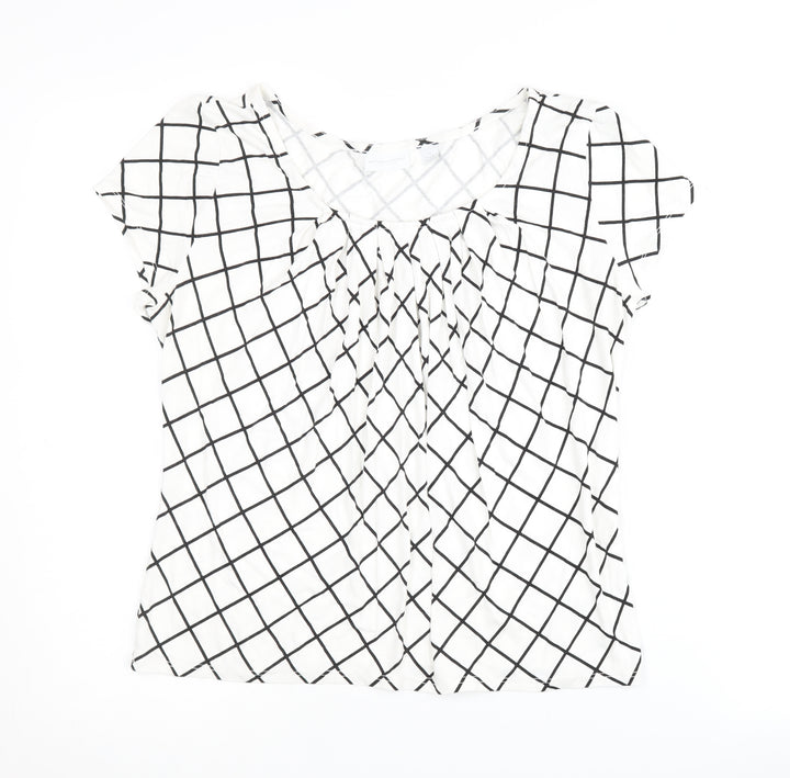 New York & Company Women's White Check T-Shirt M