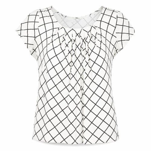 New York & Company Women's White Check T-Shirt M