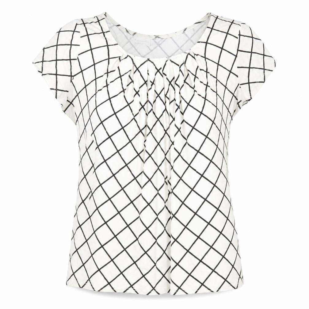 New York & Company Women's White Check T-Shirt M