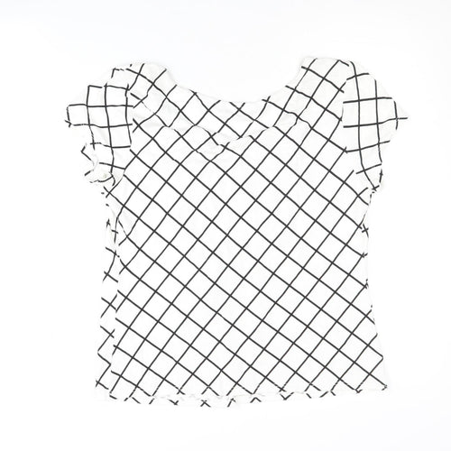 New York & Company Women's White Check T-Shirt M