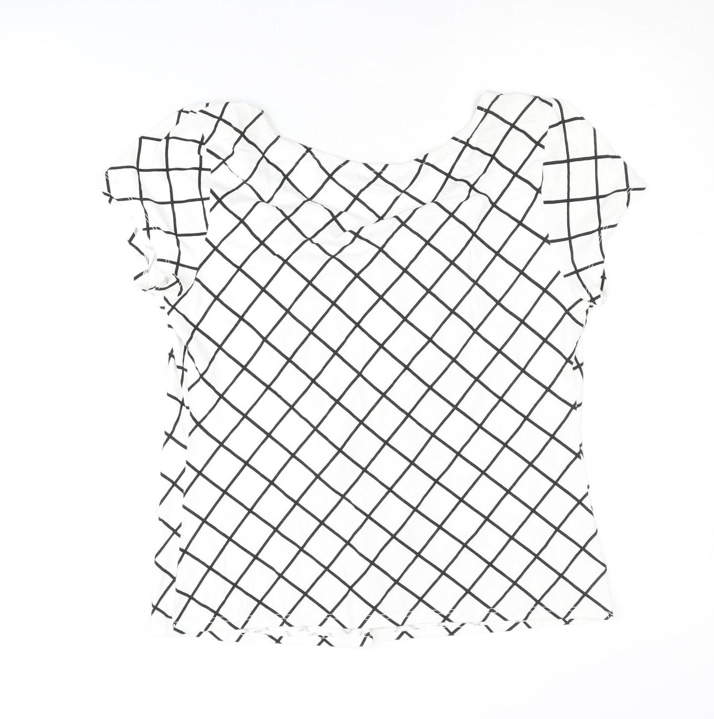 New York & Company Women's White Check T-Shirt M