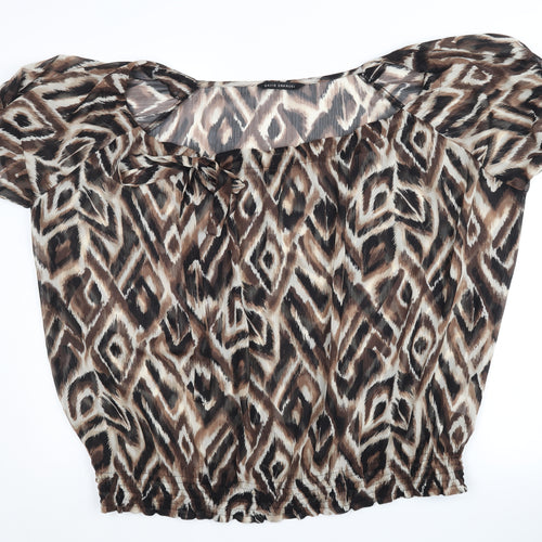 David Emanuel Women's Brown Geometric Blouse Size 20