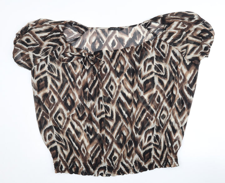 David Emanuel Women's Brown Geometric Blouse Size 20