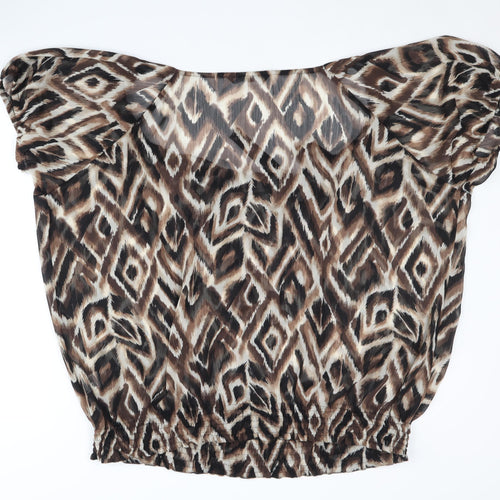 David Emanuel Women's Brown Geometric Blouse Size 20