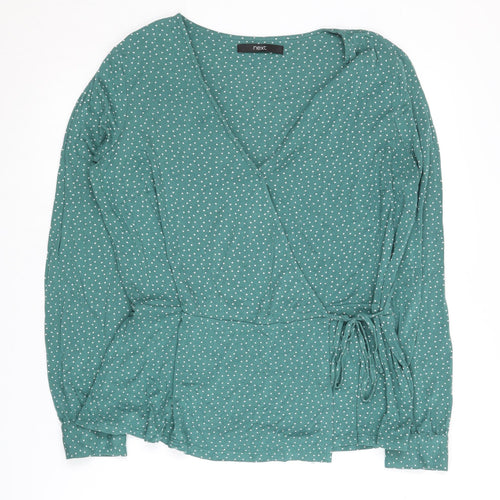 Next Women's Green Polka Dot Wrap Blouse - Size 14