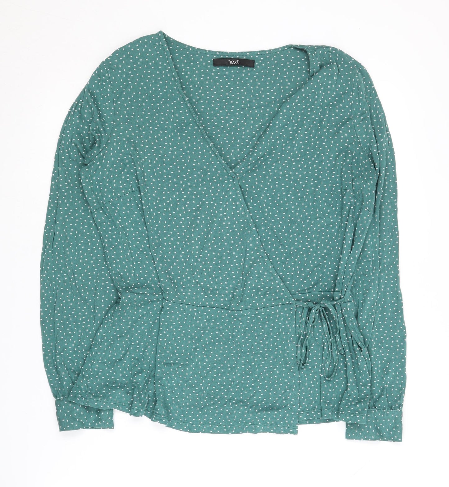 Next Women's Green Polka Dot Wrap Blouse - Size 14