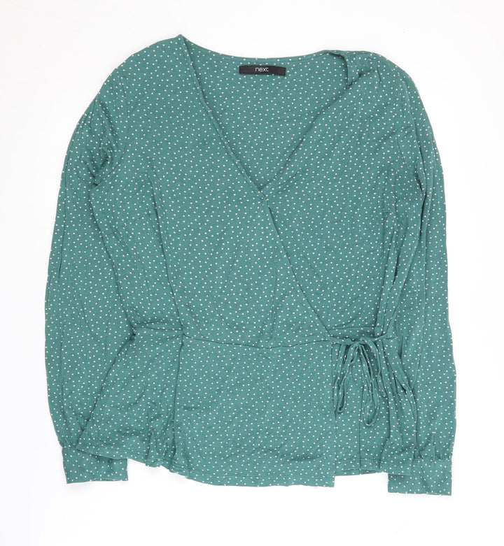 Next Women's Green Polka Dot Wrap Blouse - Size 14