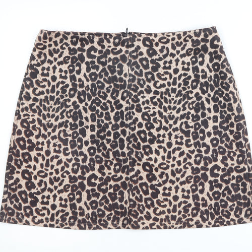 Dorothy Perkins Women's Brown Leopard Pencil Skirt Size 14