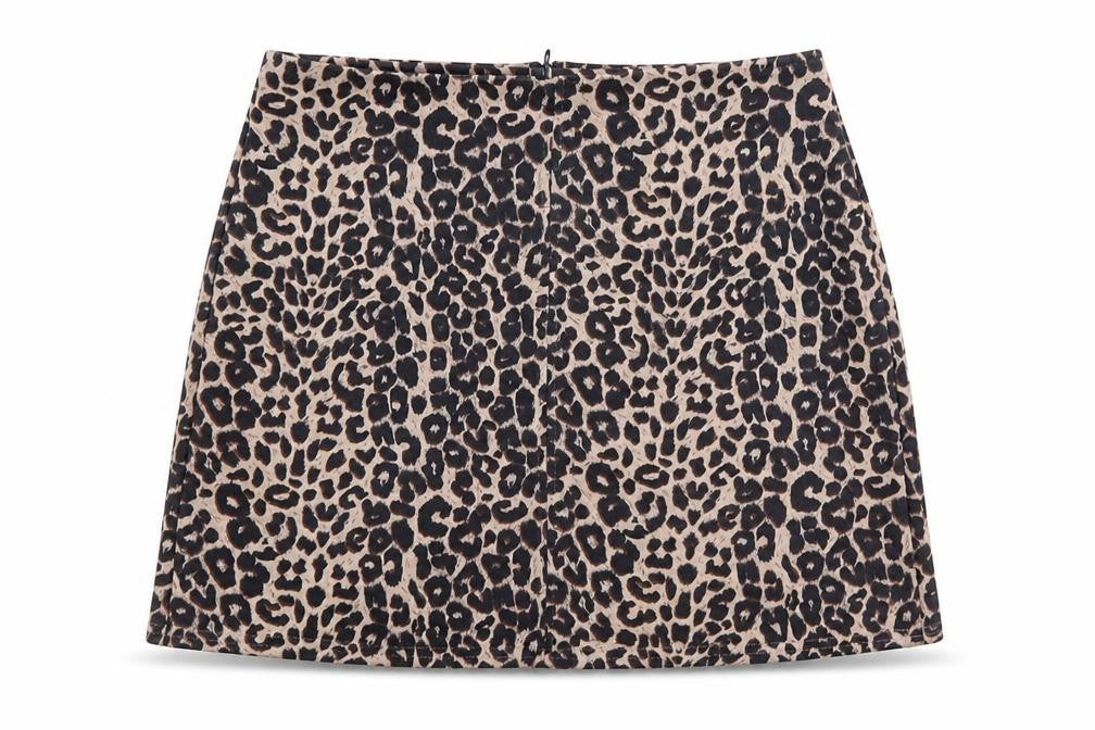 Front view of Dorothy Perkins Women's Brown Leopard Pencil Skirt, size 14