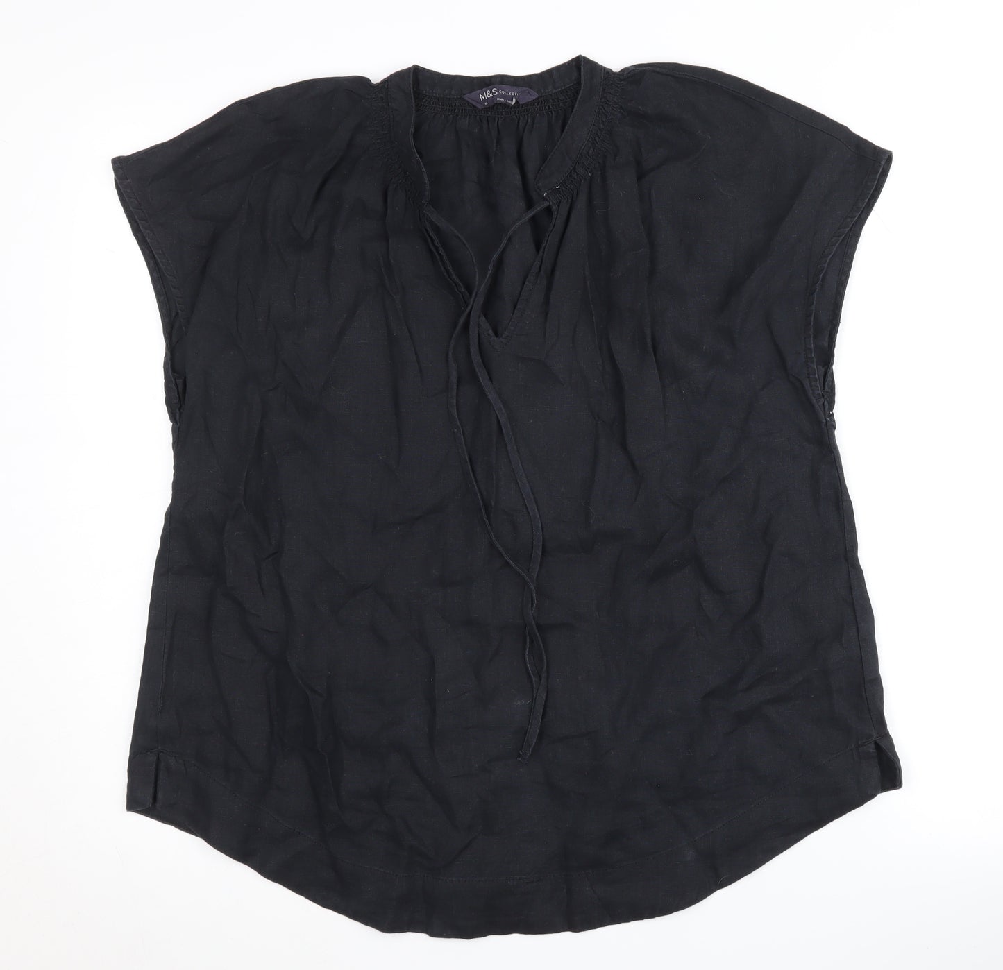 Marks and Spencer Women's Black Linen Top Size 10