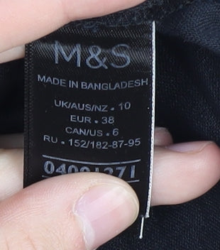 Marks and Spencer Women's Black Linen Top Size 10