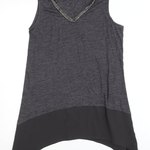 Next Women's Grey Beaded Tunic Tank Top Size 12