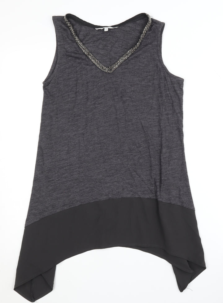 Next Women's Grey Beaded Tunic Tank Top Size 12