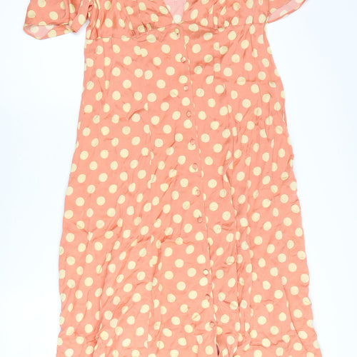 Zara Women Pink Polka Dot Maxi Dress Size 12