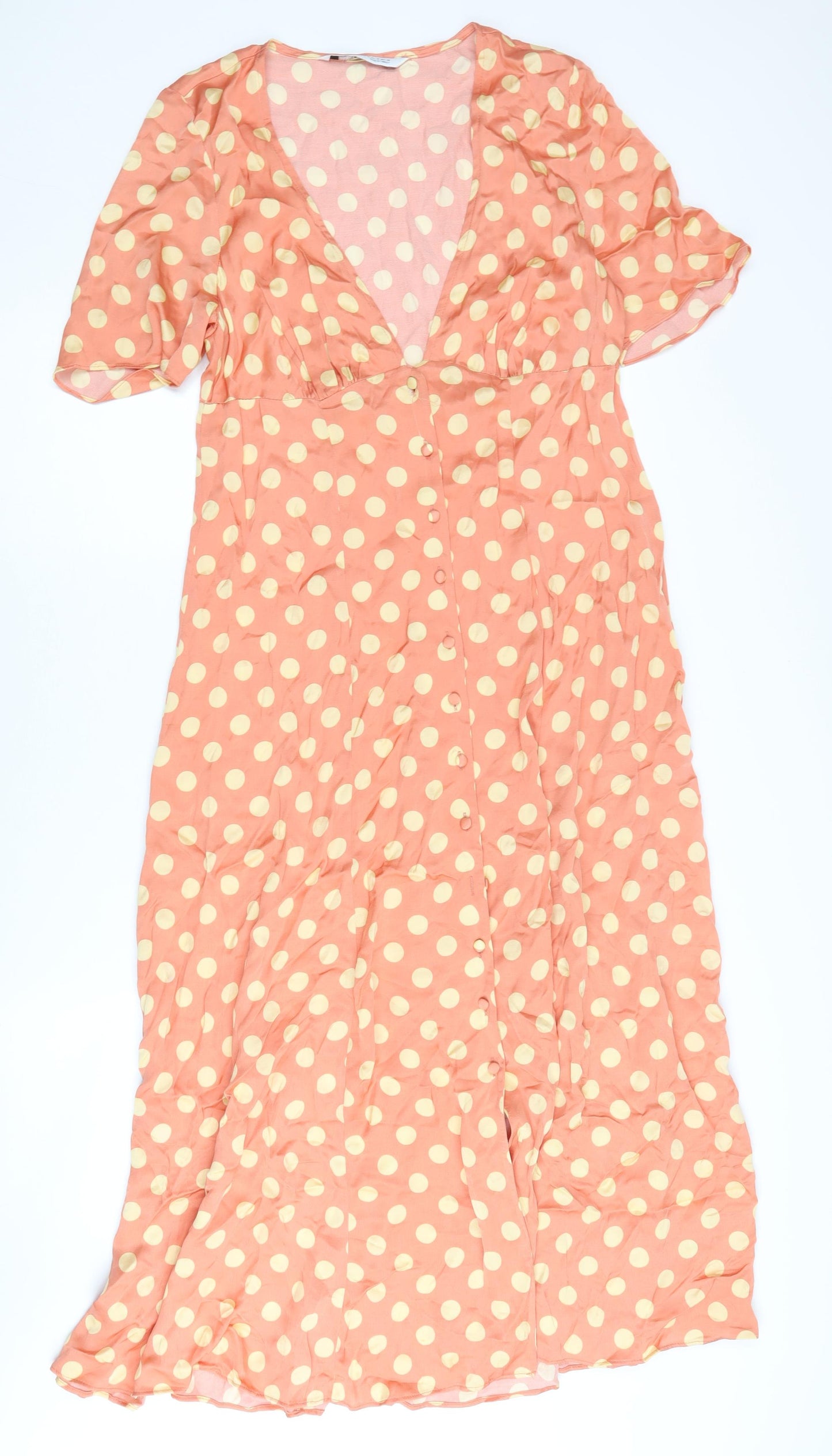 Zara Women Pink Polka Dot Maxi Dress Size 12