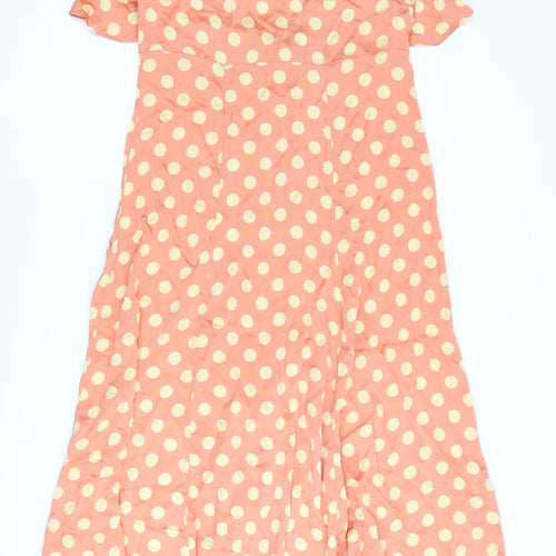 Zara Women Pink Polka Dot Maxi Dress Size 12