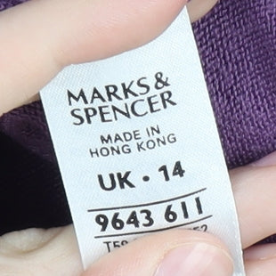 Marks and Spencer Women's Purple Mock Neck Jumper Size 14