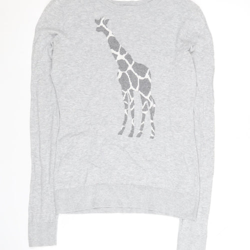 Bass Women's Grey XS Cotton Animal Print Pullover Jumper