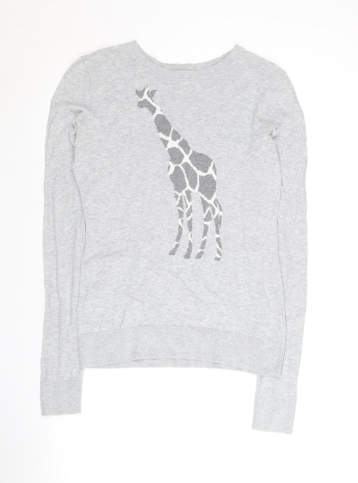 Bass Women's Grey XS Cotton Animal Print Pullover Jumper