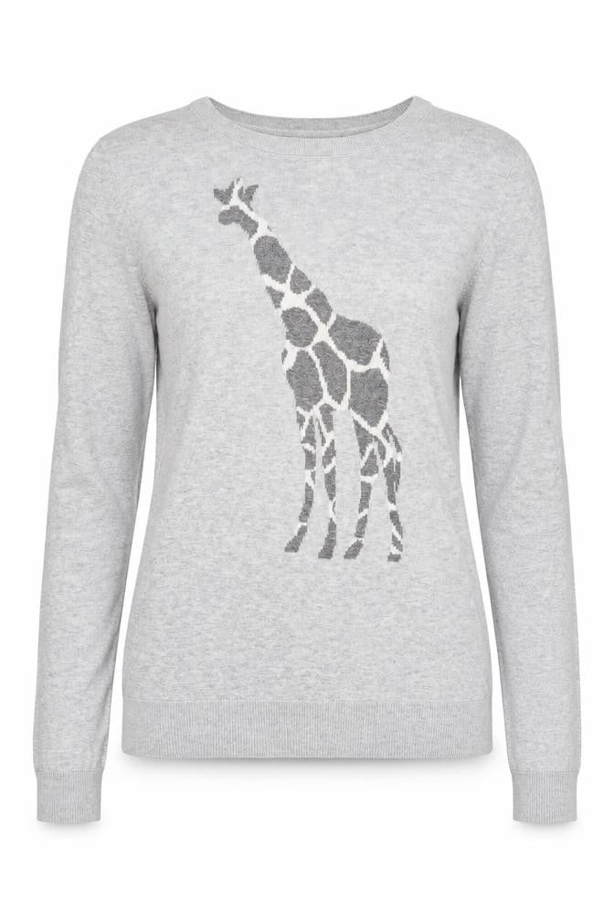 Front view of Bass Women's Grey XS Cotton Animal Print jumper