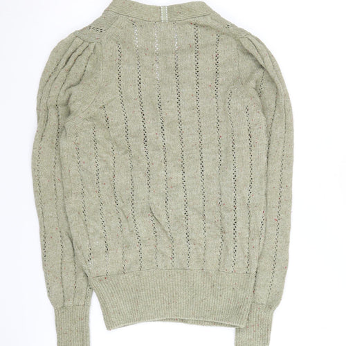 Marks and Spencer Women's Green Henley Jumper Size 6