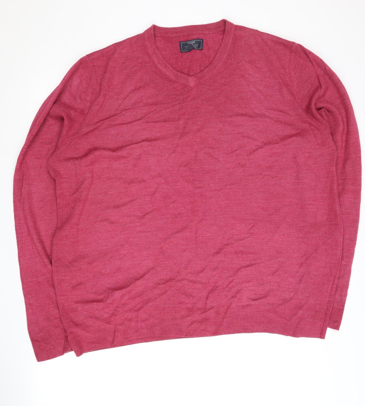 Atlantic Bay Men's Red V-Neck Acrylic Pullover Jumper XL