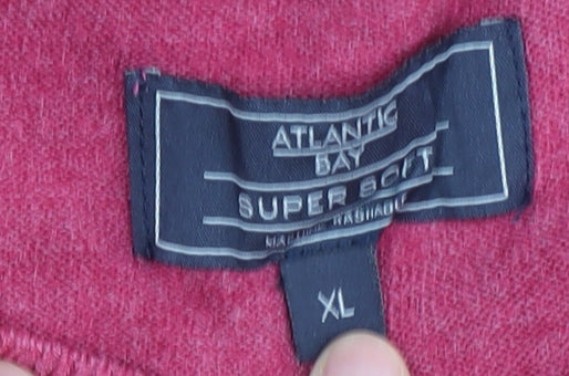 Atlantic Bay Men's Red V-Neck Acrylic Pullover Jumper XL