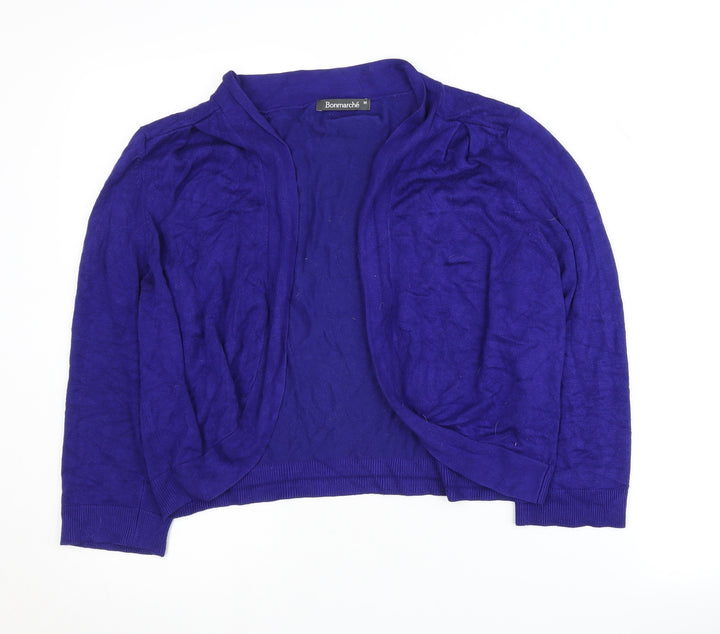 Bonmarché Women's Blue Open Front Cardigan M Long Sleeve