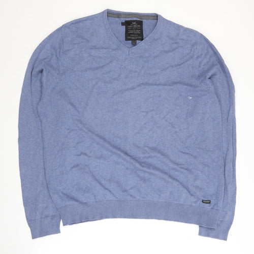 Threadbare Men's Blue V-Neck Pullover Jumper 2XL
