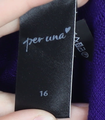 Per Una Women's Purple Open Front Cardigan Size 16 Long Sleeve